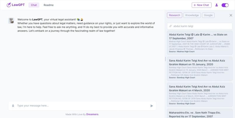 LawGPT chat page